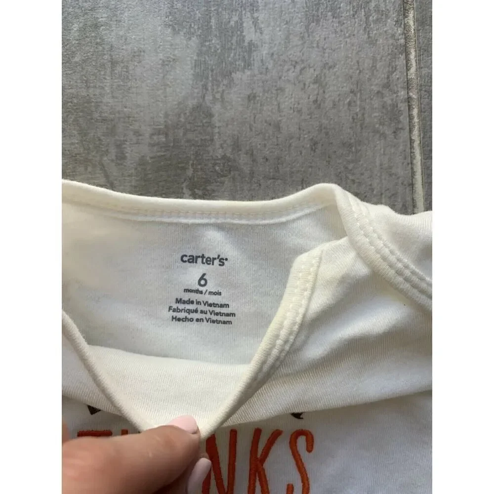 Carter's Baby Long Sleeve MY FIRST THANKSGIVING Bodysuit White 6 Months Boy Girl